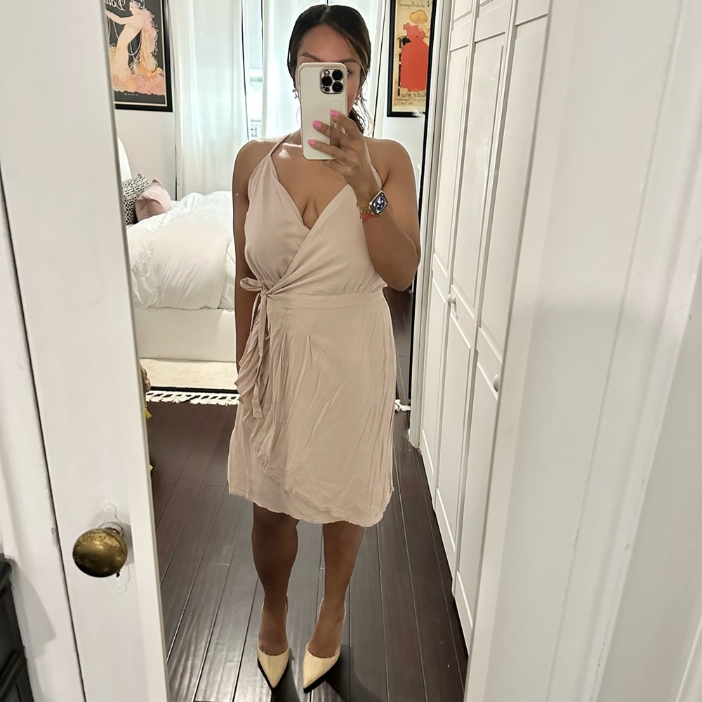 Blush color wrap dress